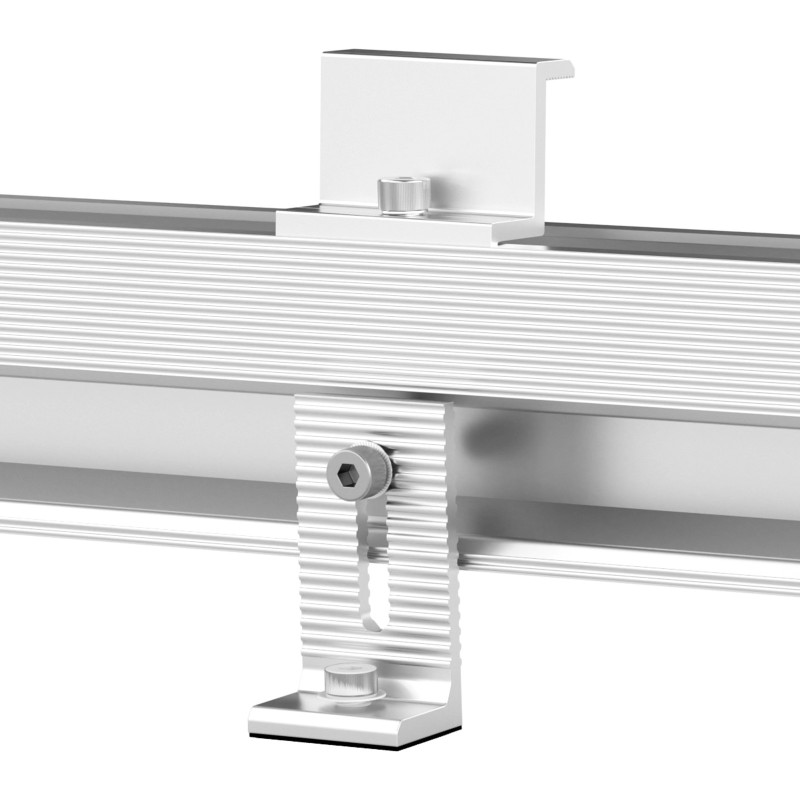 Aurinkopaneelien alumiinikiinnityssarja 10 kiskoa 100 mm 4 pääkiinnikettä 6 välikiinnikettä 35–40 mm