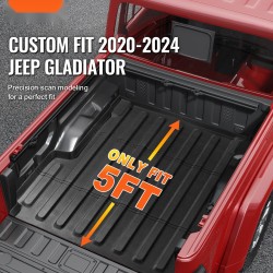Lavamatto TPE 5 jalan Jeep Gladiator 2020–2024 liukumaton korotetuilla reunoilla