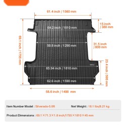 Kuormatilamatto TPE 2019–2024 Chevrolet Silverado GMC Sierra 1500 5,8ft lavalle