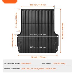 Lavamatto TPE-materiaalia 5FT-lavalle yhteensopiva 2023–2024 Chevrolet Colorado ja GMC Canyon