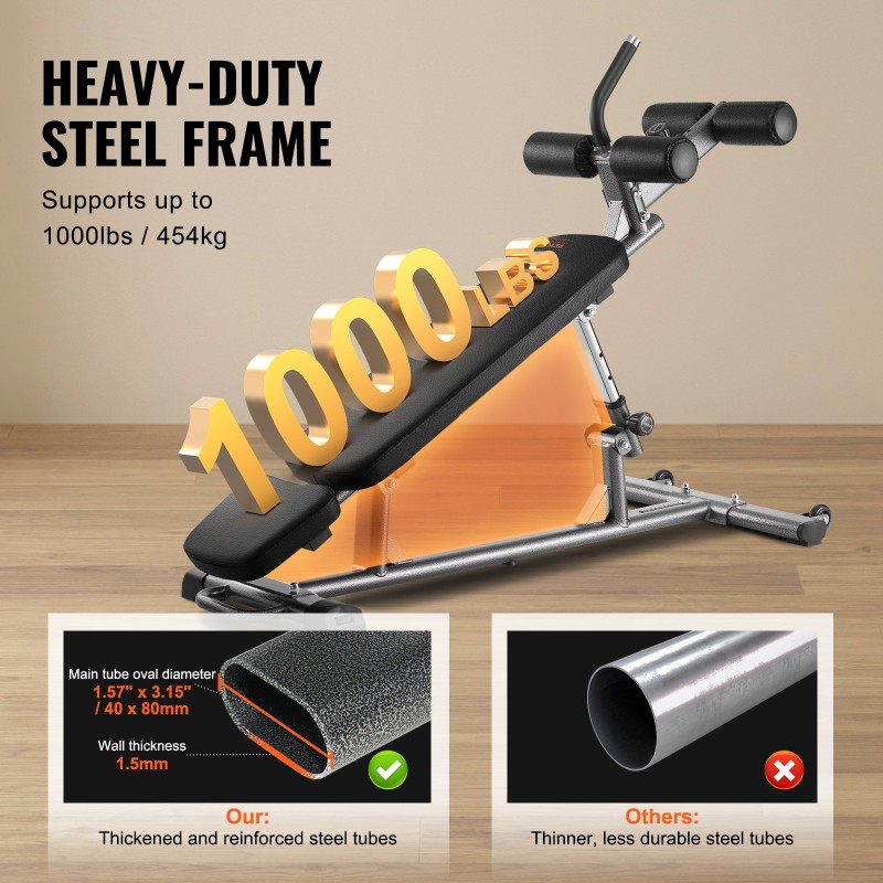 Voimaharjoittelupenkki hiiliteräsrunko säädettävä kotikäyttöön 454 kg kantavuus leveä pehmustettu selkänoja