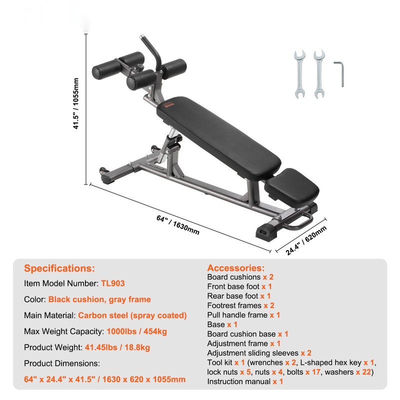 Voimaharjoittelupenkki hiiliteräsrunko säädettävä kotikäyttöön 454 kg kantavuus leveä pehmustettu selkänoja