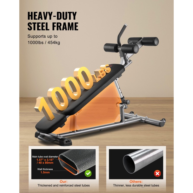 Monikäyttöinen kotikuntopenkki hiiliteräsrunko 4-portainen korkeussäätö säädettävä jalkatuki 453 kg kantavuus