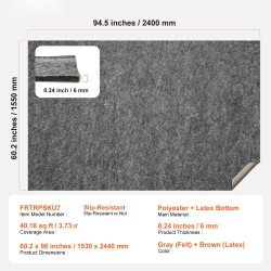 Mattoalusta kaksipuolinen polyesterihuopa lateksipohja 153 x 244 cm 6 mm liukuestopinta