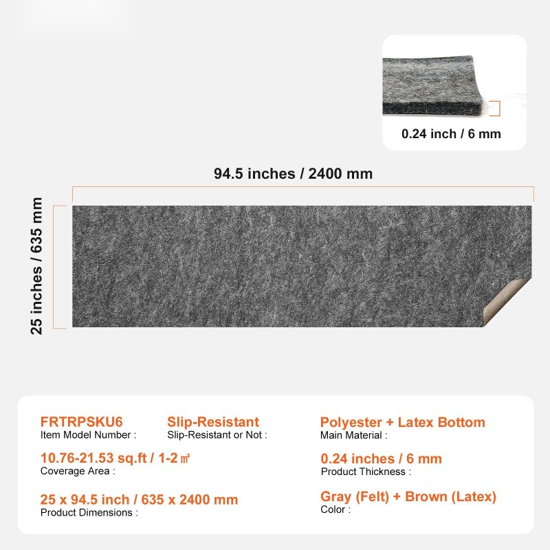 Liukuestematto polyesterihuopa lateksipohja 1,52 m² 6 mm