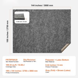 Mattoalusta polyesterihuopa ja lateksi 2750 x 3660 mm 6 mm liukuestolla