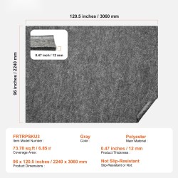 Mattopohja polyesterihuovasta 2240 x 3060 mm 12 mm harmaa maton alle