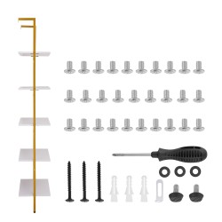 Tikashylly 5-tasoinen metallirunkoinen seinään kiinnitettävä lastulevyhyllyillä 640x300x1825 mm