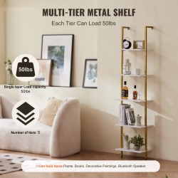 Seinään kiinnitettävä tikashylly teräsrunko valkoiset lastulevyhyllyt 5 tasoa 400x300x1780 mm