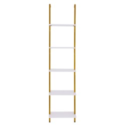 Seinään kiinnitettävä tikashylly teräsrunko valkoiset lastulevyhyllyt 5 tasoa 400x300x1780 mm