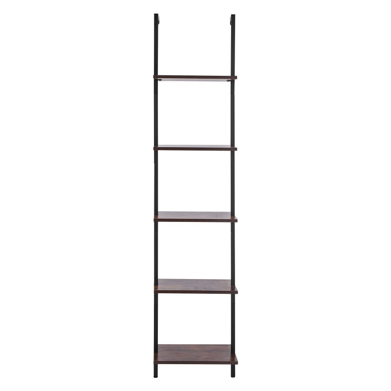 Seinään kiinnitettävä viisitasoinen tikashylly metallirunko puulevyt ripustustanko