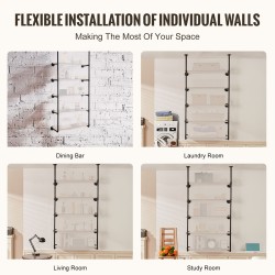 Seinäkiinnitteinen putkihylly galvanoitu teräs 5 tasoa 2 kpl musta