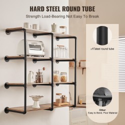 Putkihylly teräs seinäkiinnitteinen 4-kerroksinen 3-osainen 300 mm leveälle musta