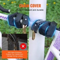 Teräksinen ketjulukko 9,5 mm 1800 mm polkupyörälle moottoripyörälle ja skoottereille musta