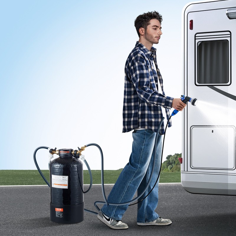 Deionisoitu veden järjestelmä autonpesuun 13 litran lasikuitusäiliö käsikäyttöisellä vedenlaatumittarilla kaksitoimisella