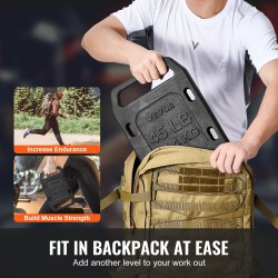 Valurautainen ruck-levy 20,4 kg 380x240x44 mm musta 1 levy reppuun