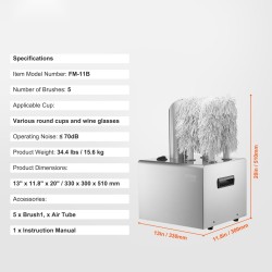 Sähköinen lasinkiillotuskone ammattikäyttöön 5 mikrokuituharjalla 330 lasia tunnissa lämminilmakuivaus