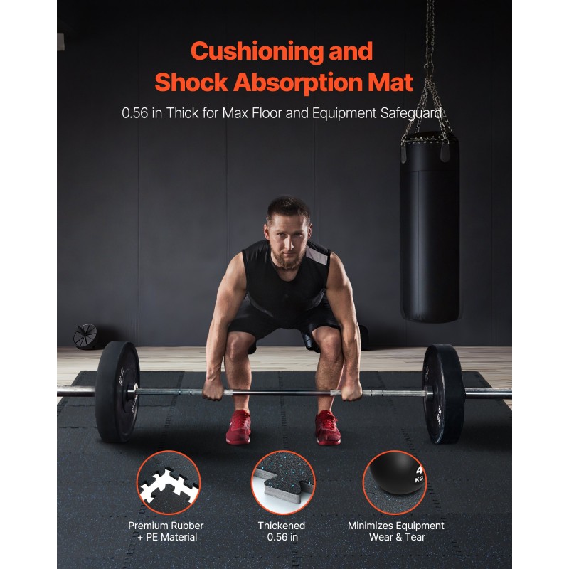 Kuntosalimatot kumipinnalla ja EVA-vaahtopohjalla 14 mm 12 kpl harjoitteluun