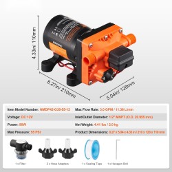 12V kalvopumppu 11,36 l/min säädettävä paine 2,7–6,9 bar 1/2 tuuman MNPT