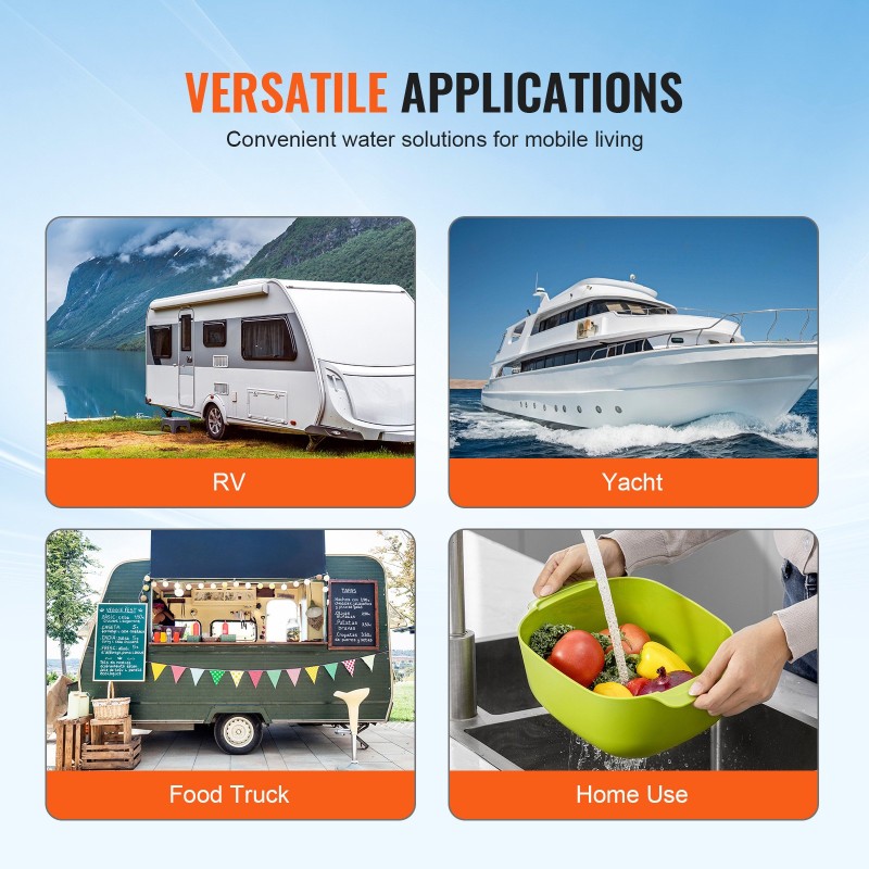 12V painevesipumppu 13,25 l/min 3-kammioinen säädettävä paine 40–100 PSI 1/2 tuuman MNPT-liitännät