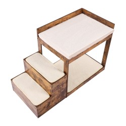 Lemmikkisänky kaksitasoinen portaisilla keskikokoisille sisal ja kaniturisienipehmuste