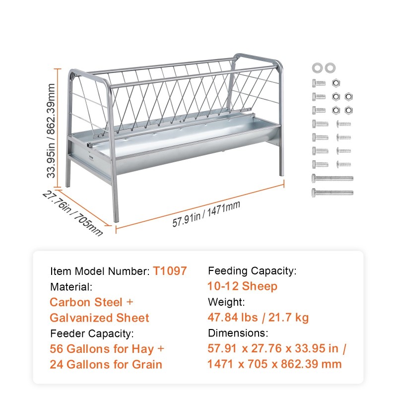 Ruokinta-allas kaksitoiminen vilja ja heinä hiiliteräs sinkitty pelti 80 gallonaa