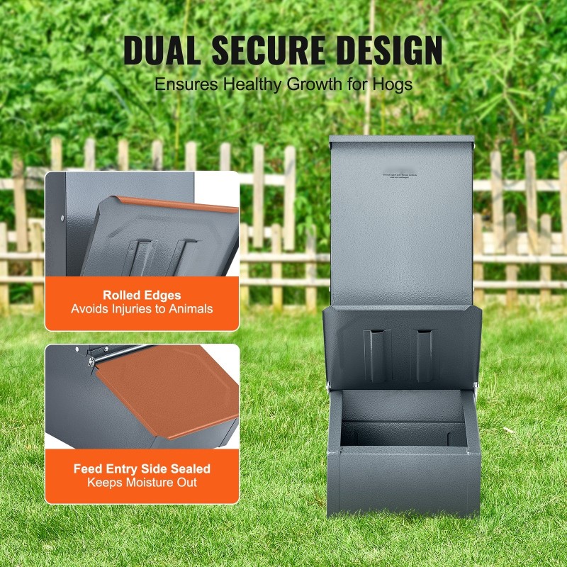 Sikasyöttölaite galvanoidusta teräksestä 2,2 busselin tilavuudella 5 sian ruokintaan