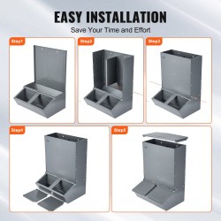 Sikojen ruokintalaite galvanoitua terästä 3,7 bushelia 8 sian ruokintaan ulkokäyttöön