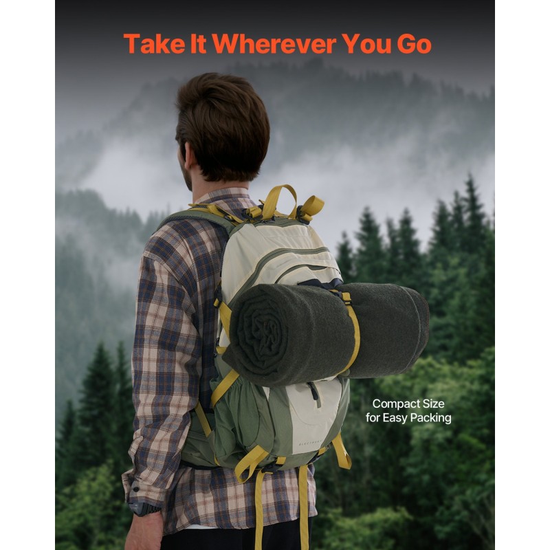 Villasekoitteinen retkihuopa 80% villaa 1,62 x 2,23 m retkeilyyn