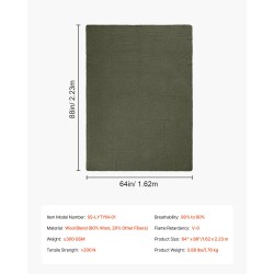 Villasekoitteinen retkihuopa 80% villaa 1,62 x 2,23 m retkeilyyn