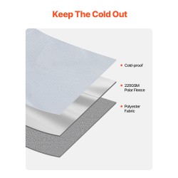 Puettava ulkoiluviltti polyesterifleece 220 GSM 2 m x 1,5 m vettähylkivä vaaleanharmaa