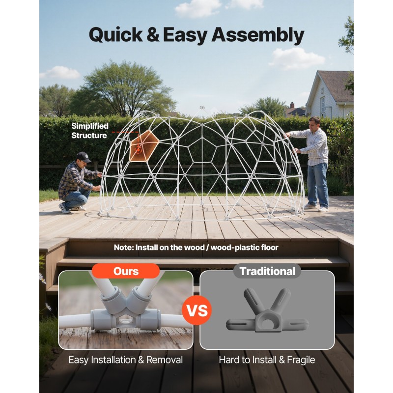 Kupoliteltta PVC 3,6 x 2,2 m läpinäkyvä säänkestävä 4–7 henkilölle