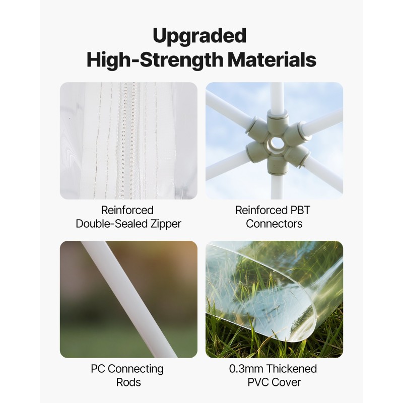 Kupoliteltta PVC-muovi geodeettinen 290×175 cm 2–4 henkilölle läpinäkyvä