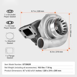 Turboahdin auton moottoreihin 2,5–6,0 l lämmönkestävä siipipyörä pallografiittivalurautarunko tiivistesarja