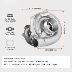 Turboahtimen korvaava yksikkö valurautakotelolla lämpöä kestävä siipipyörä 1,5–4,0 l moottoreille