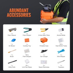 Valokuitujen kuorihitsauslaite ydinkohdistus kuusi moottoria 5-tuumainen näyttö kolmitoiminen kuitupidin 7800 milliampeeritunnin