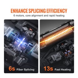 Kuituhitsain ydinkohdistus kuusi moottoria 5-tuumainen kosketusnäyttö kolmitoiminen kuitupidin 7800 mAh akku