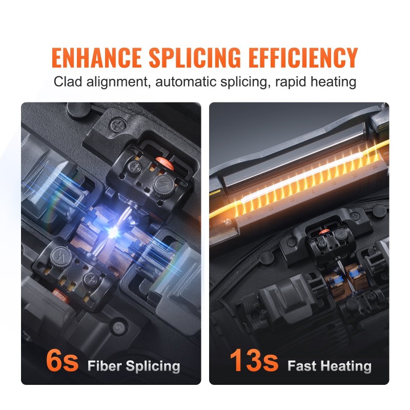 Kuituhitsauslaite vaippakohdistus neljä moottoria 5-tuumainen kosketusnäyttö kolmitoiminen kuitupidike 7800 mAh akku