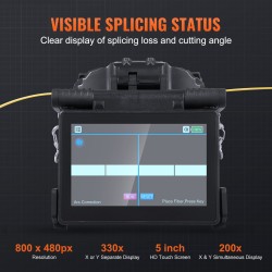 Kuituhitsauslaite vaippakohdistus neljä moottoria 5-tuumainen kosketusnäyttö kolmitoiminen kuitupidike 7800 mAh akku