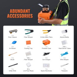 Kuituhitsauslaite vaippakohdistus neljä moottoria 5-tuumainen kosketusnäyttö kolmitoiminen kuitupidike 7800 mAh akku