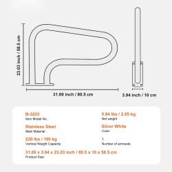 Uima-altaan kaide ruostumattomasta teräksestä 805 x 585 mm sisä- ja ulkokäyttö