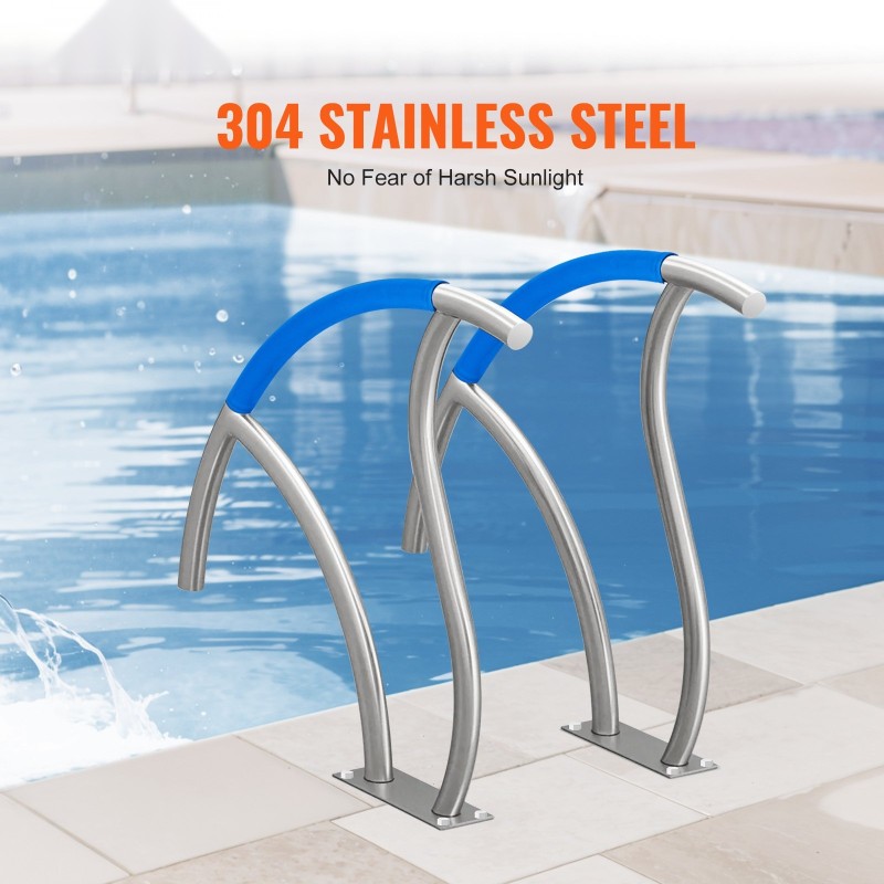 Allaskaide 2 kpl ruostumaton teräs 30x30 tuumaa pohjalevyllä uima-altaaseen