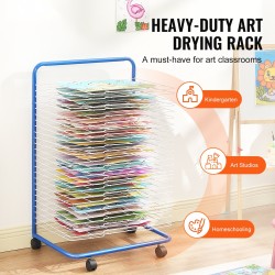 Taideteosten kuivausteline hiiliteräsrunko 25 irrotettavaa hyllyä lukittavat pyörät