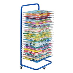 Taideteosten kuivausteline hiiliteräsrunko 25 irrotettavaa hyllyä lukittavat pyörät sopii A4 A3 A2 arkuille