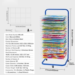 Taideteosten kuivausteline hiiliteräsrunko 25 irrotettavaa hyllyä lukittavat pyörät sopii A4 A3 A2-arkuille