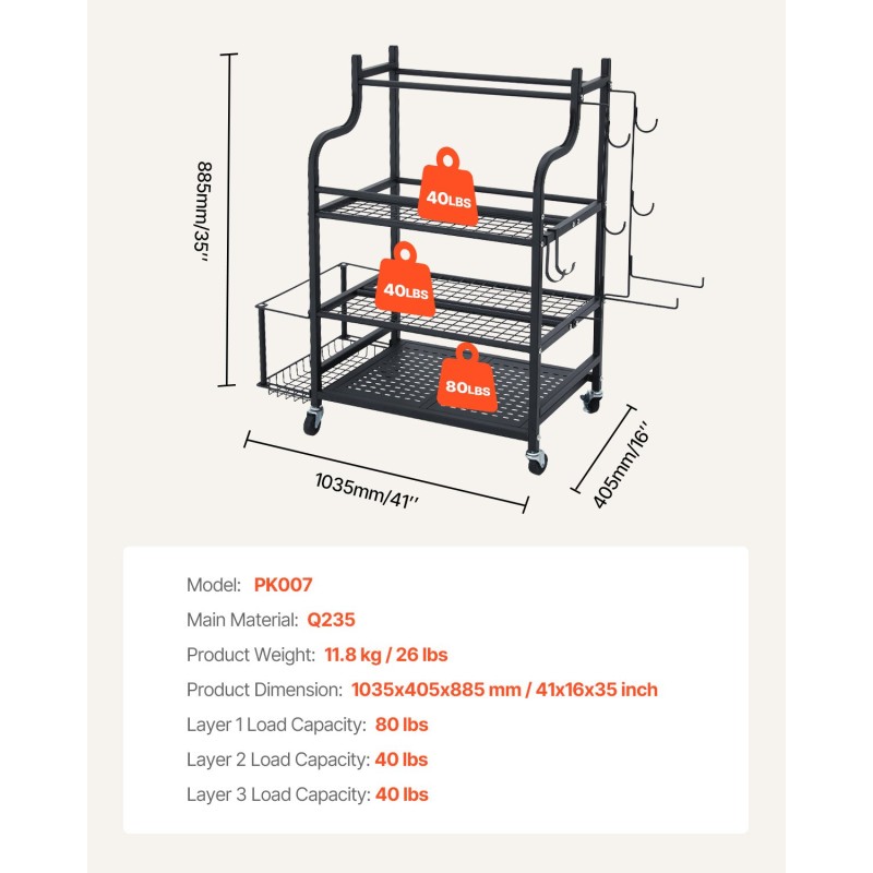 Joogamattojen säilytysteline pulverimaalatulla teräsrungolla korilla lukittavilla pyörillä ja koukuilla