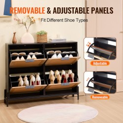 Kapea rottinkipintainen kenkäkaappi 4 kääntyvää laatikkoa metallijaloilla vaalea puunsävy