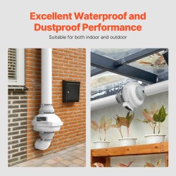 Radonpoistopuhallin ABS-kuori 98–114mm ilmavirta 380 CFM 2 liitintä sisä- ja ulkokäyttöön