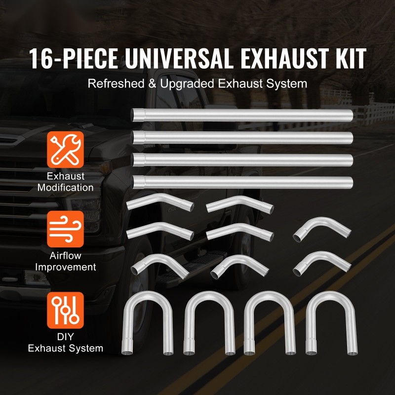 Pakoputkisarja 16-osainen galvanoitu teräsputki liukuliitoksilla universaali autokorjaamoille