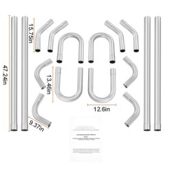 Pakoputkisarja 16-osainen galvanoitu teräsputki liukuliitoksilla universaali autokorjaamoille